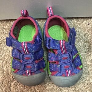 Vibrant Purple and Green Keen Kids Sandals